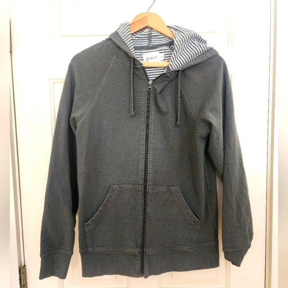 Pact Gray Zip-Up Hoodie with French Terry liner size small organic sustainable - Picture 1 of 9